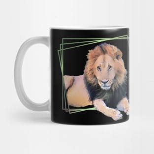 Lion drawing with graphic - big cat in Kenya / Africa Mug